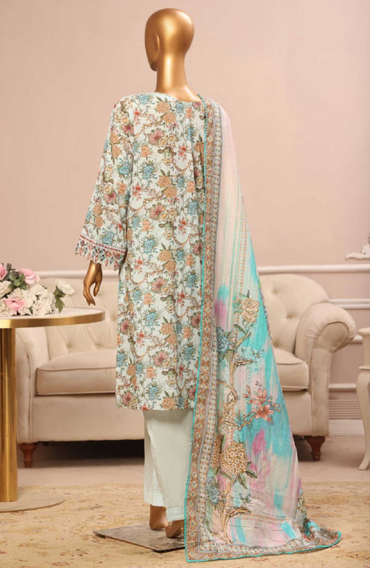 Bin Saeed Embroidered Lawn Stitched 3 Piece Suit - SM 767 - BS25EElV3 - White - Summer Collection