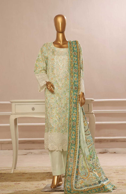 Bin Saeed Embroidered Lawn Stitched 3 Piece Suit - SM 771 - BS25EElV3 - Green - Summer Collection