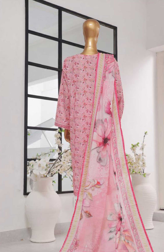 Bin Saeed Printed Lawn Stitched 3 Piece - SM 776 - BS25EL - Light Pink - Summer Collection