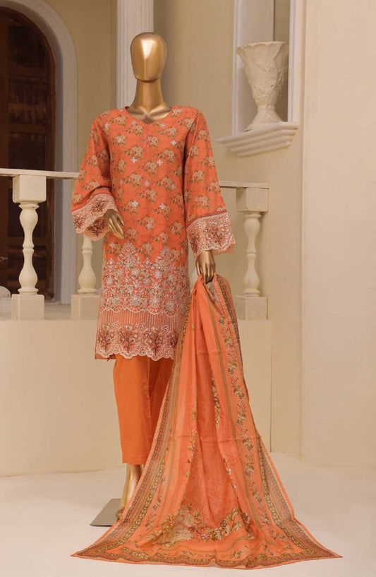 Bin Saeed Embroidered Lawn Stitched 3 Piece - SM 784 - BS25SM - Dark Green - Summer Collection