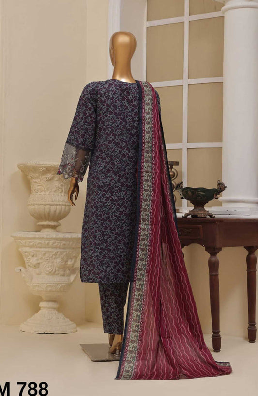 Bin Saeed Embroidered Lawn Stitched 3 Piece - SM 788 - BS25SM - Green - Summer Collection