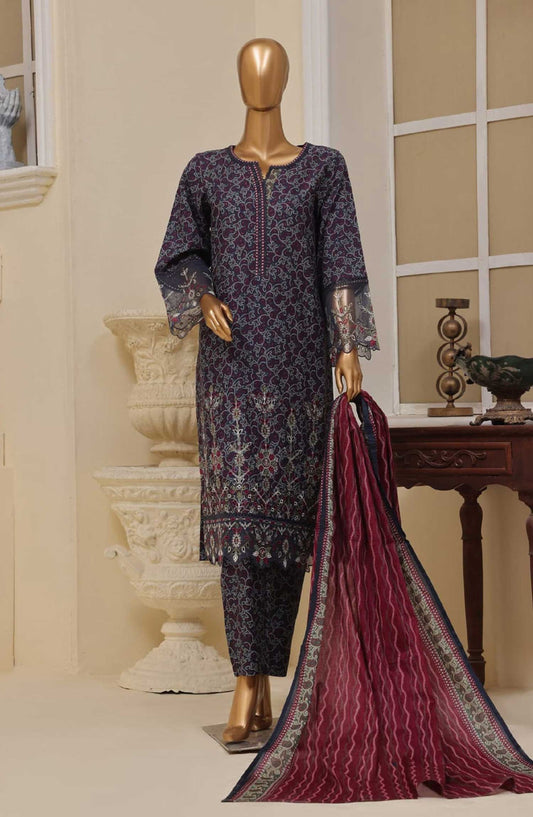 Bin Saeed Embroidered Lawn Stitched 3 Piece - SM 788 - BS25SM - Green - Summer Collection