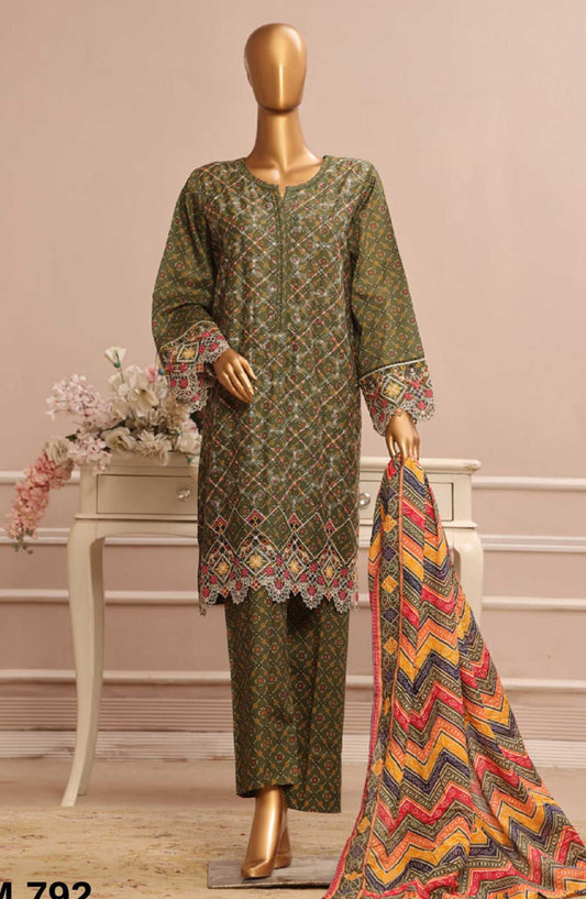 Bin Saeed Embroidered Lawn Stitched 3 Piece - SM 792 - BS25SM - Black - Summer Collection