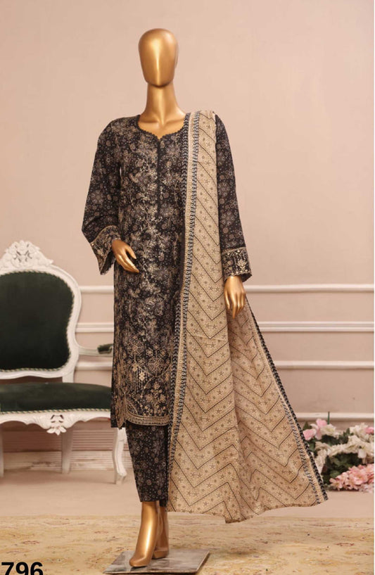 Bin Saeed Embroidered Lawn Stitched 3 Piece - SM 796 - BS25SM - Pink - Summer Collection