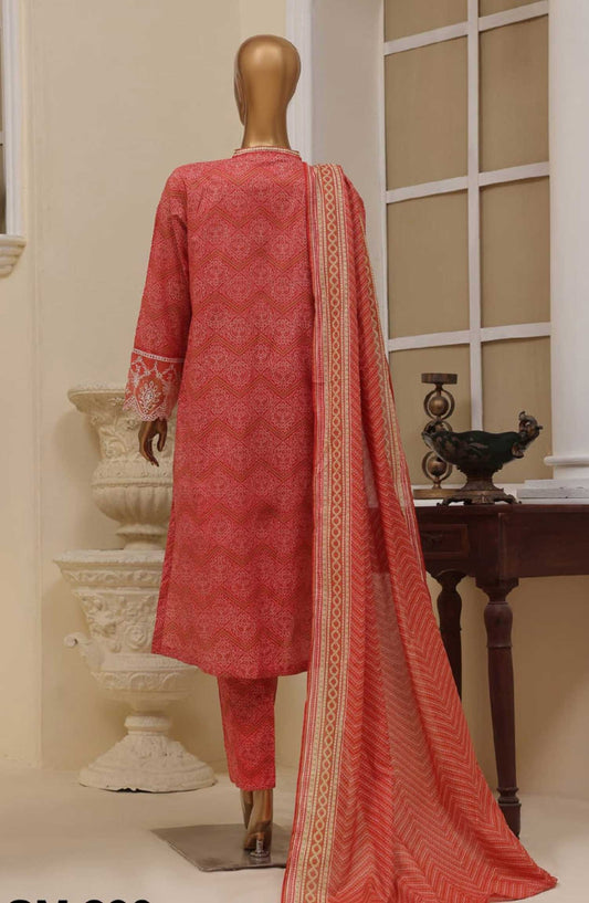 Bin Saeed Embroidered Lawn Stitched 3 Piece - SM 800 - BS25SM - Dark Grey - Summer Collection