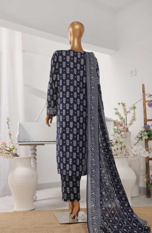 Bin Saeed Printed Lawn Stitched 3 Piece - SM 802 - BS25EL - Blue - Summer Collection