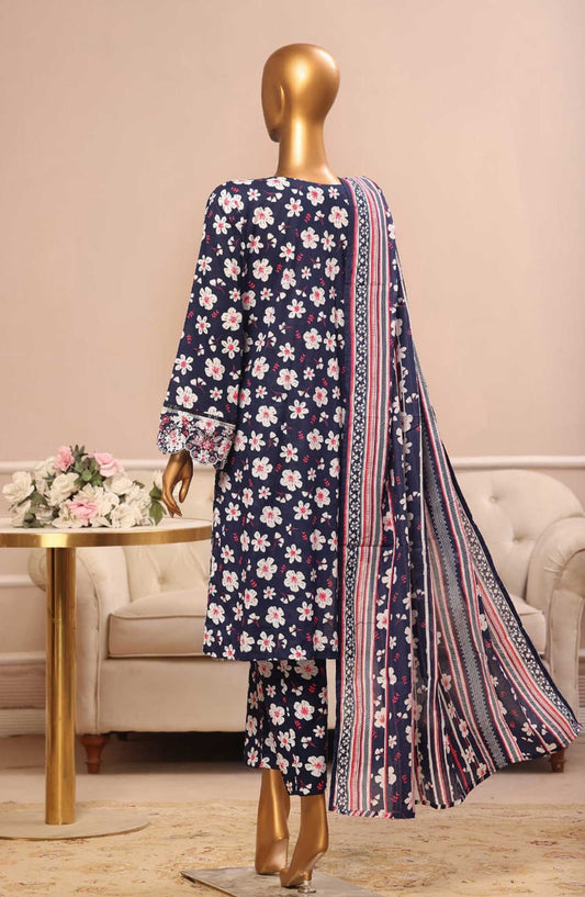 Bin Saeed Embroidered Lawn Stitched 3 Piece Suit - SM 804 - BS25EElV3 - Black - Summer Collection