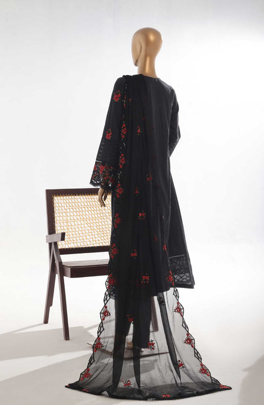 Bin Saeed Embroidered Lawn Stitched 3 Piece Frock - SMK 121B - BS25LF - Black - Summer Collection