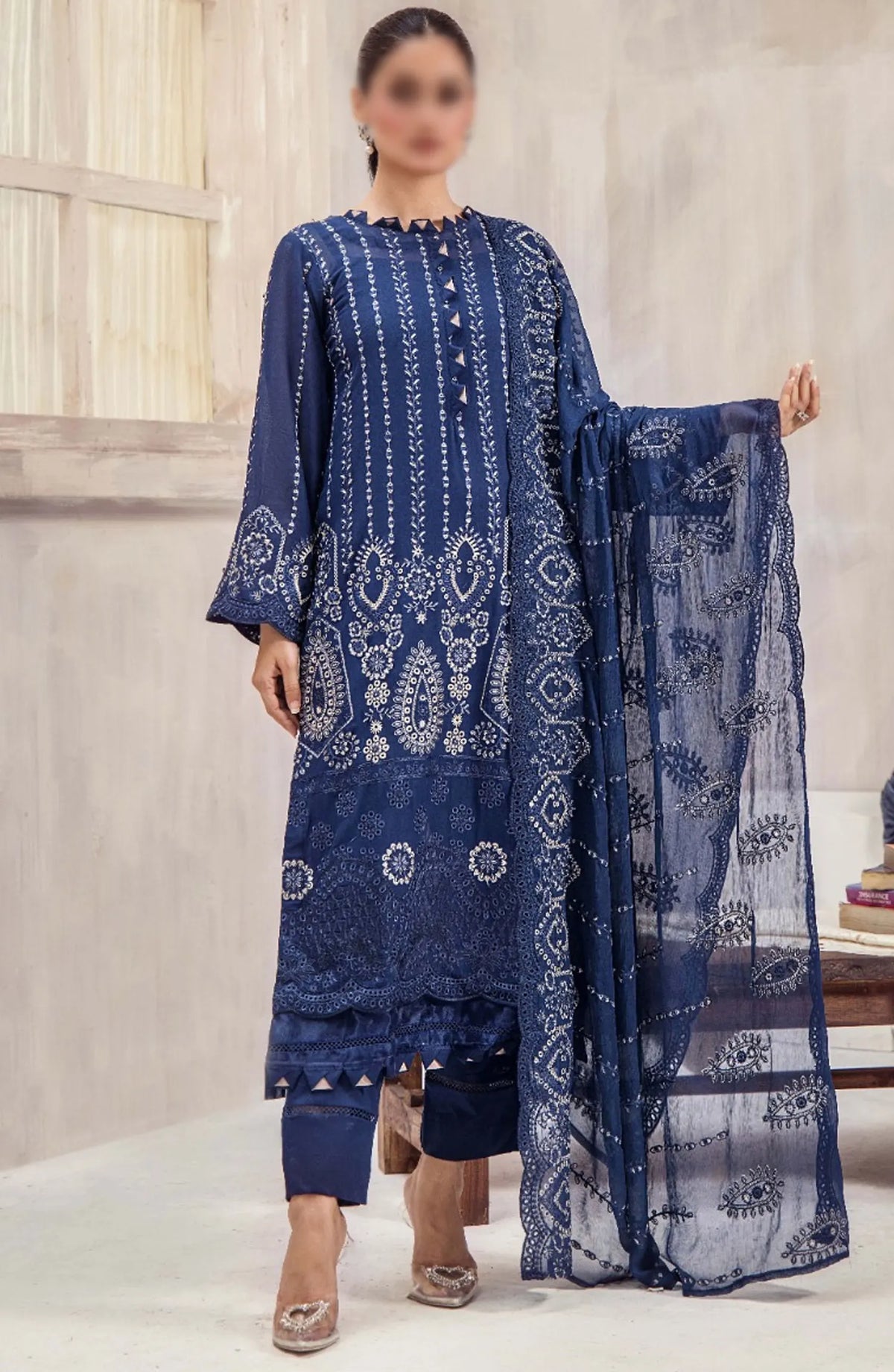 Marjjan Chikankari Slub Lawn Collection - SMS-39 A
