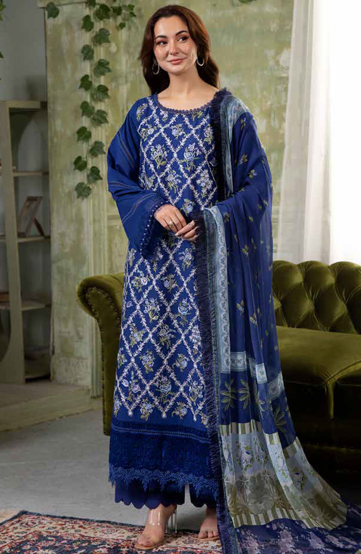 Vital by Sobia Nazir Embroidered Lawn Unstitched 3 Piece Suit - D-10 B - SN25VTV2 - Blue - Summer Collection