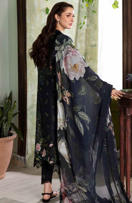Vital by Sobia Nazir Embroidered Lawn Unstitched 3 Piece Suit - D-05 A - SN25VTV2 - Black - Summer Collection