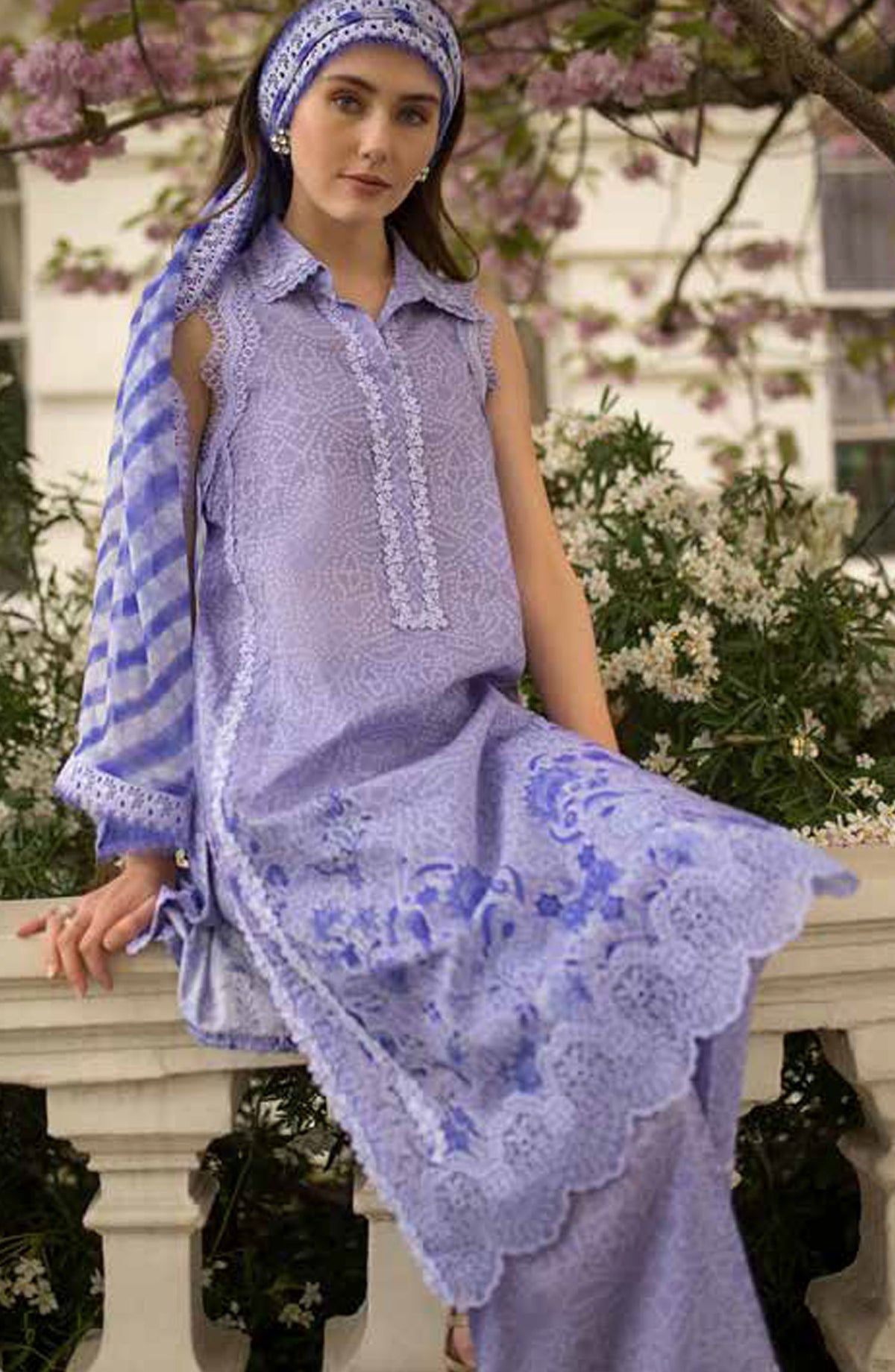 Sobia Nazir Basics Embroidered Lawn Unstitched 3 Piece Suit - SN25BS - 7A - Purple - Summer Collection