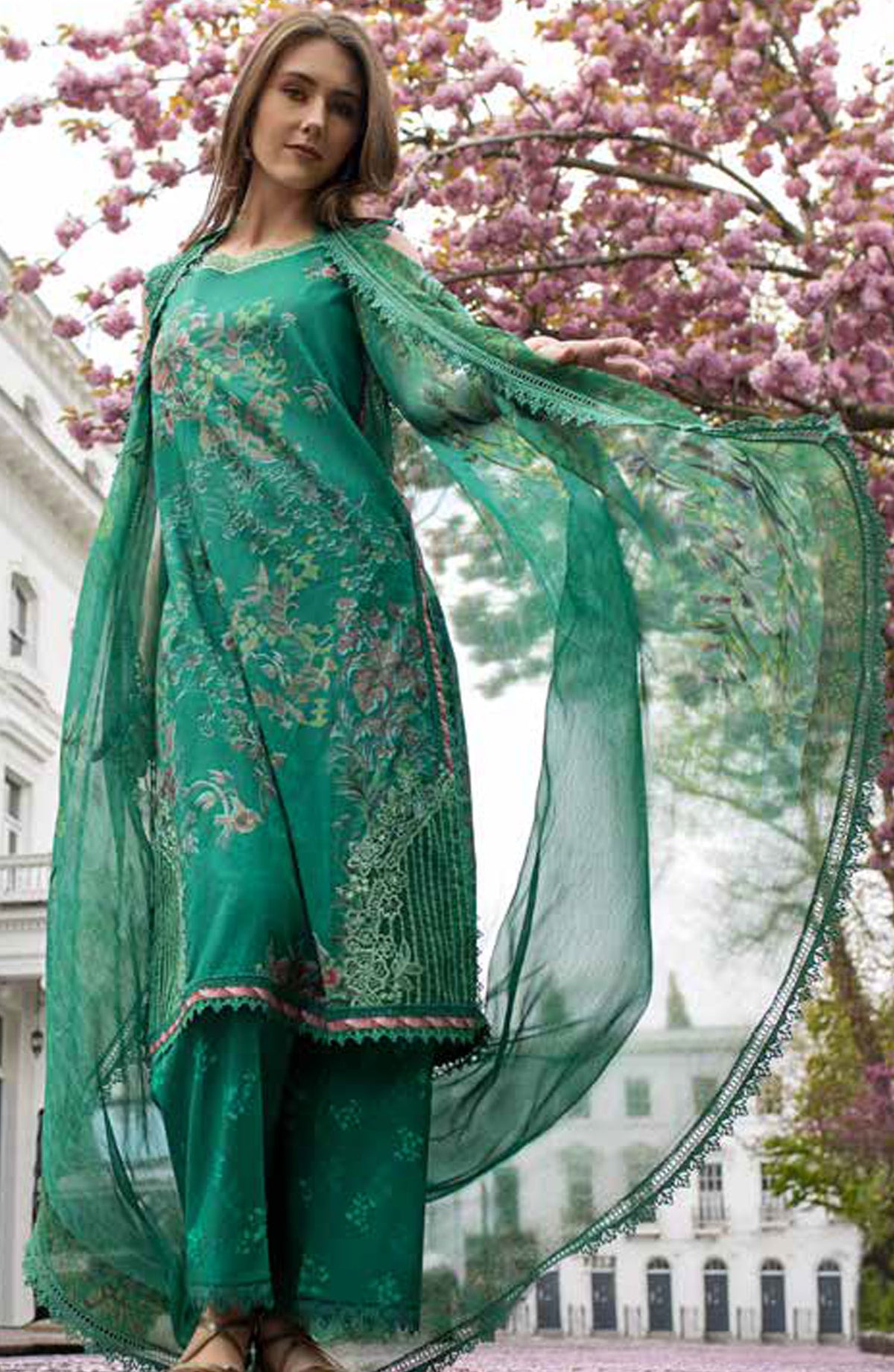 Sobia Nazir Basics Embroidered Lawn Unstitched 3 Piece Suit - SN25BS - 5B - Green - Summer Collection
