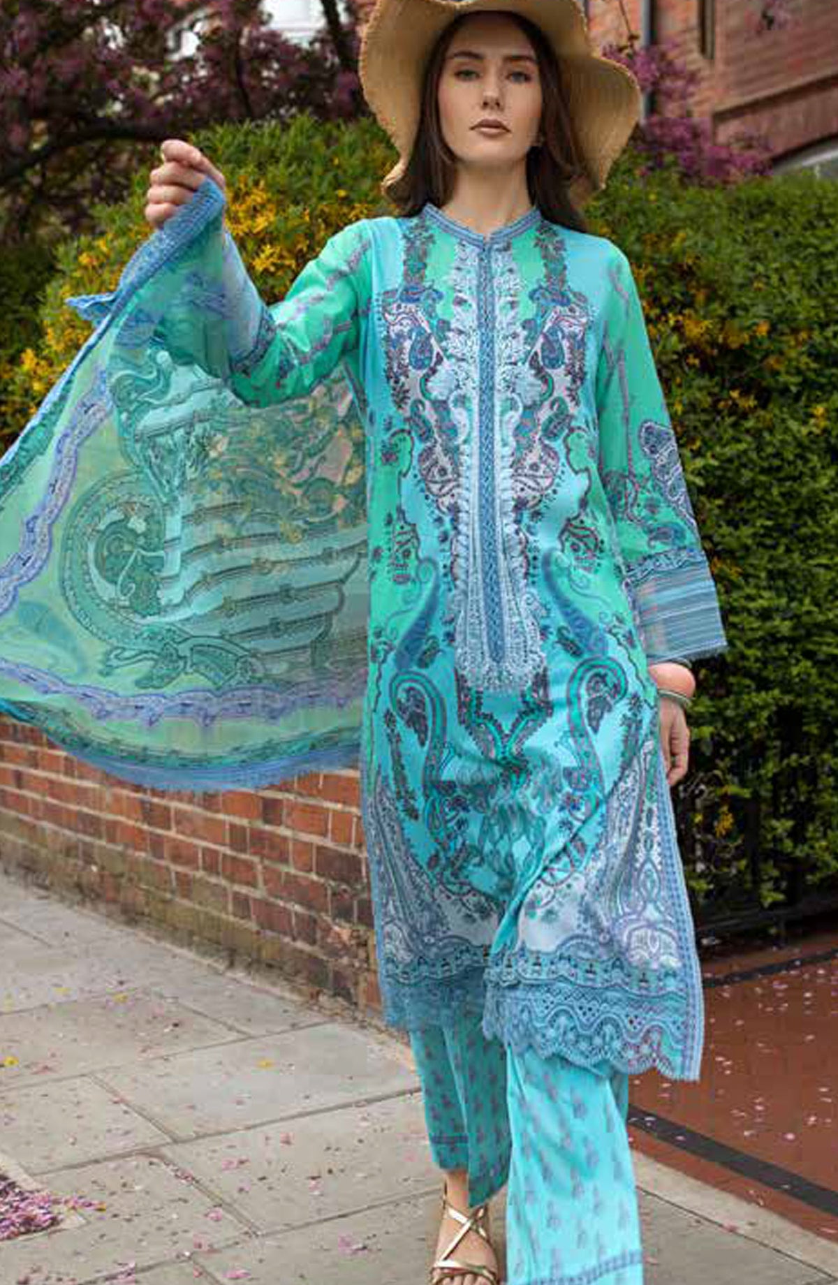 Sobia Nazir Basics Embroidered Lawn Unstitched 3 Piece Suit - SN25BS - 4B - Blue - Summer Collection