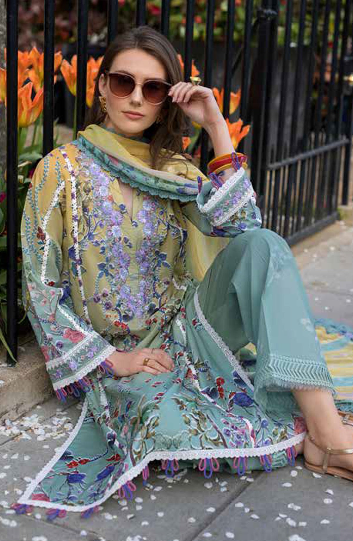 Sobia Nazir Basics Embroidered Lawn Unstitched 3 Piece Suit - SN25BS - 2B - Green - Summer Collection