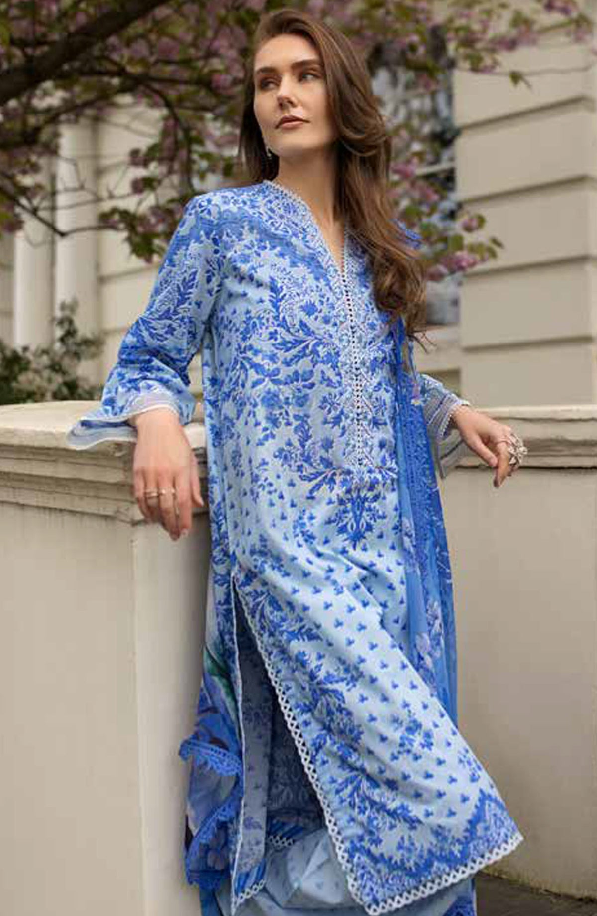 Sobia Nazir Basics Embroidered Lawn Unstitched 3 Piece Suit - SN25BS - 1B - Blue - Summer Collection
