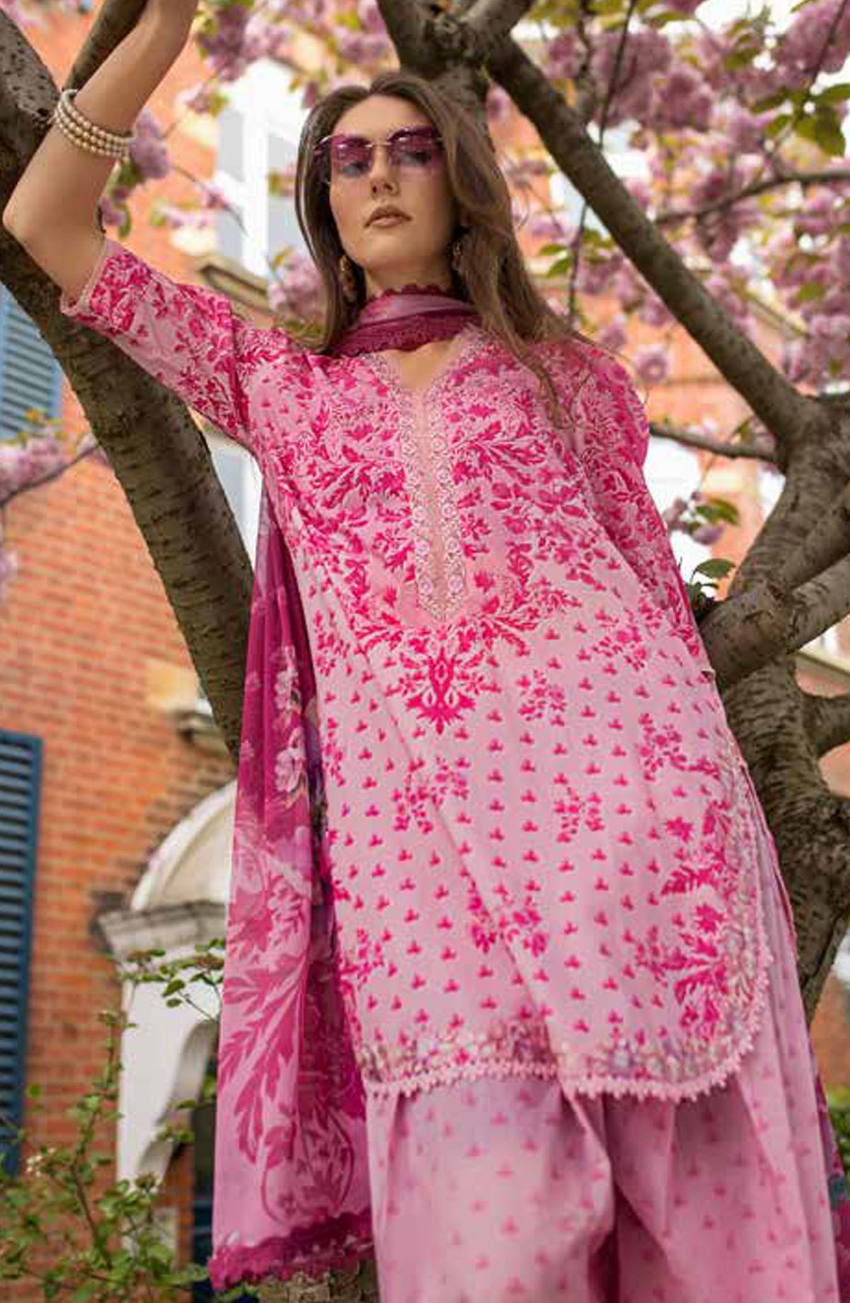 Sobia Nazir Basics Embroidered Lawn Unstitched 3 Piece Suit - SN25BS - 1A - Pink - Summer Collection
