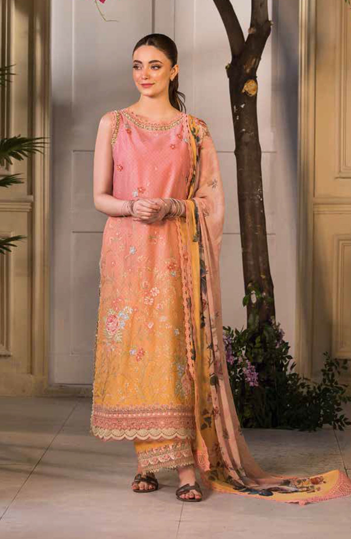 Vital by Sobia Nazir Embroidered Lawn Unstitched 3 Piece Suit - V-11 B - SBN25VL - Pink - Summer Collection