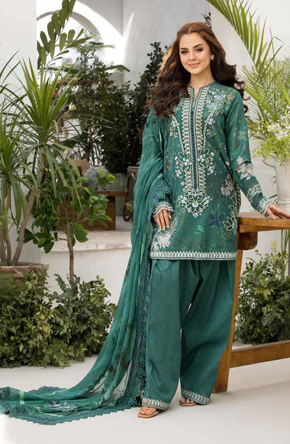 Vital by Sobia Nazir Embroidered Lawn Unstitched 3 Piece Suit - V-09 B - SBN25VL - Green - Summer Collection