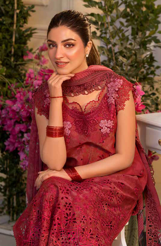 Vital by Sobia Nazir Embroidered Lawn Unstitched 3 Piece Suit - V-08 B - SBN25VL - Red - Summer Collection