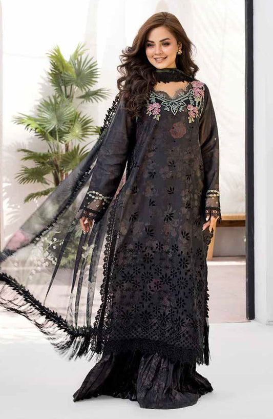 Vital by Sobia Nazir Embroidered Lawn Unstitched 3 Piece Suit - V-08 A - SBN25VL - Black - Summer Collection