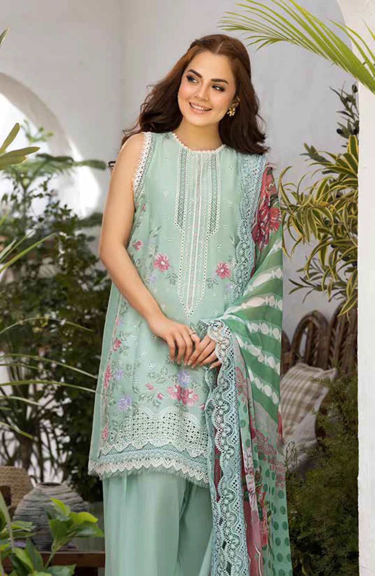 Vital by Sobia Nazir Embroidered Lawn Unstitched 3 Piece Suit - V-04 B - SBN25VL - Green - Summer Collection