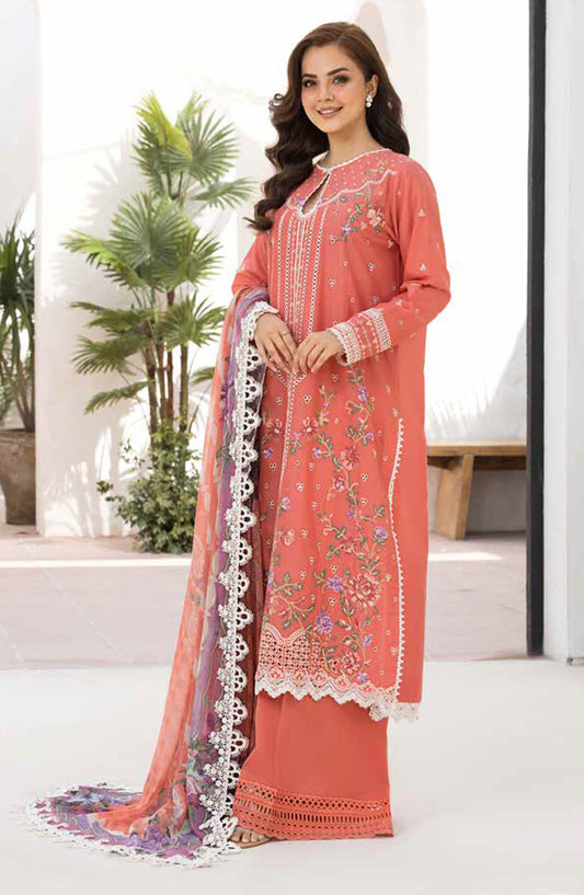 Vital by Sobia Nazir Embroidered Lawn Unstitched 3 Piece Suit - V-04 A - SBN25VL - Pink - Summer Collection