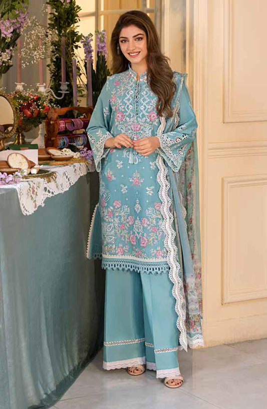 Vital by Sobia Nazir Embroidered Lawn Unstitched 3 Piece Suit - V-03 A - SBN25VL - Blue - Summer Collection