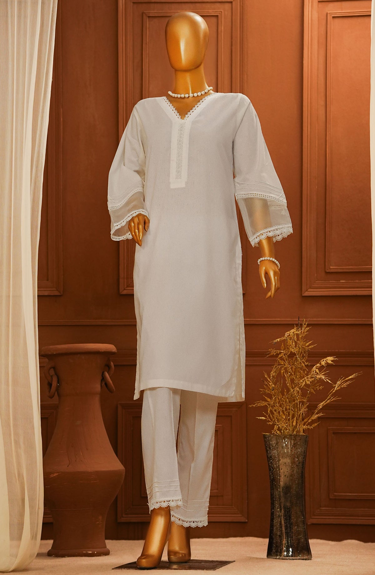 Amna Khadija Casual Cotton Stitched 2 Piece Suit - SA-05 - AM25SA - White - Summer Collection