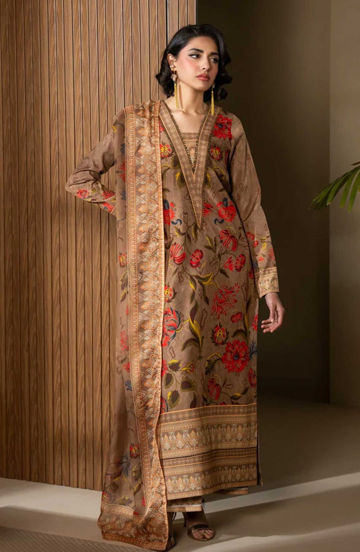 Nazm by Maryam N Maria Printed Silk Unstitched 3 Piece - SOPHIA - MS50468 - MNM25N - Beige - Festive Collection