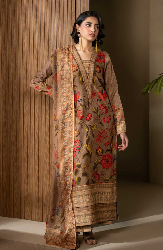 Nazm by Maryam N Maria Printed Silk Unstitched 3 Piece - SOPHIA - MS50468 - MNM25N - Beige - Festive Collection