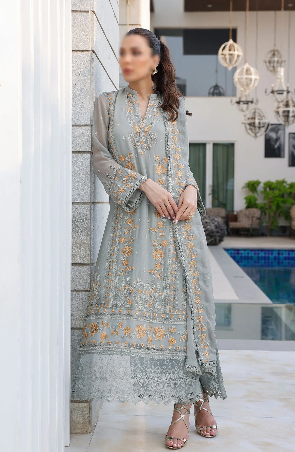 Merakish Unstitched Luxury Formal Collection Vol 12 2024 - Spanish Gray
