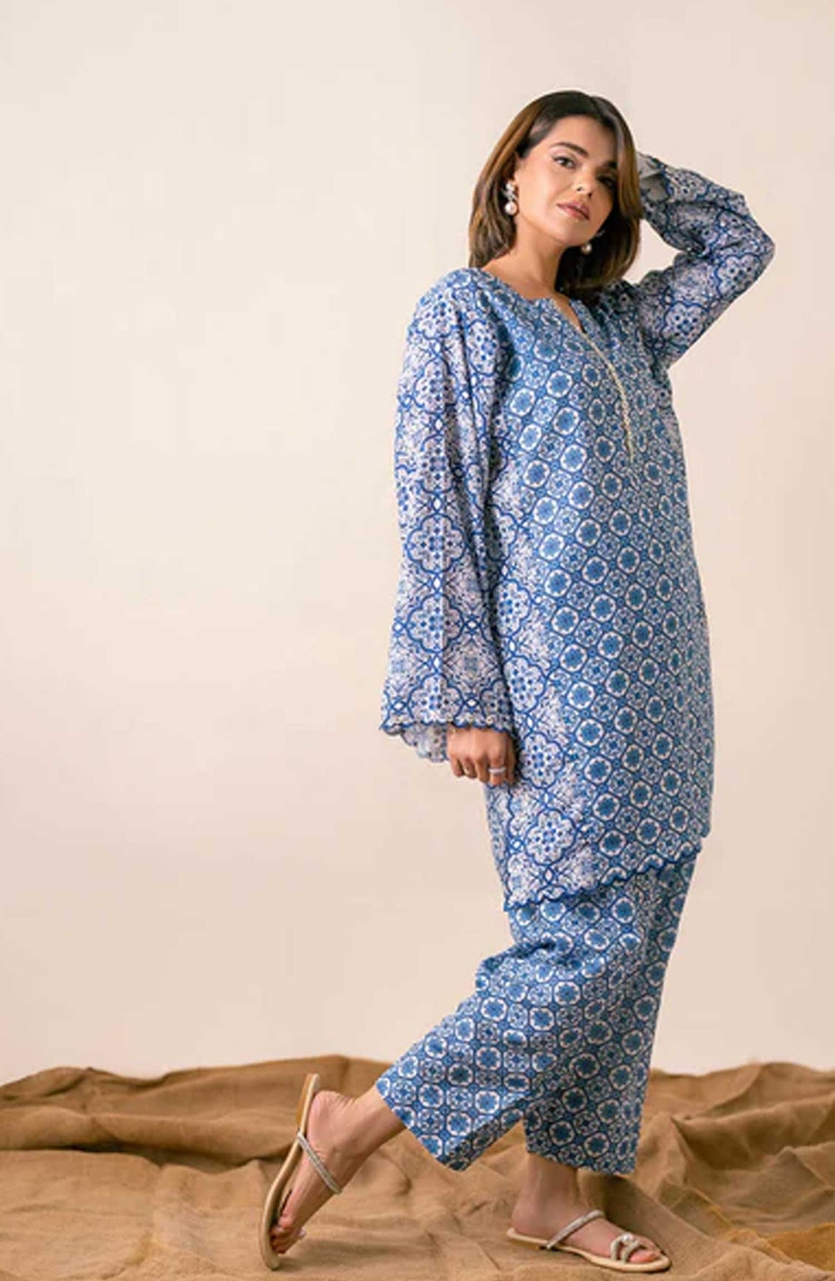 Ayla Studio Printed Poly Viscose Stitched 2 Piece - Spanish Mosaic - AY25WOF - Casual Collection
