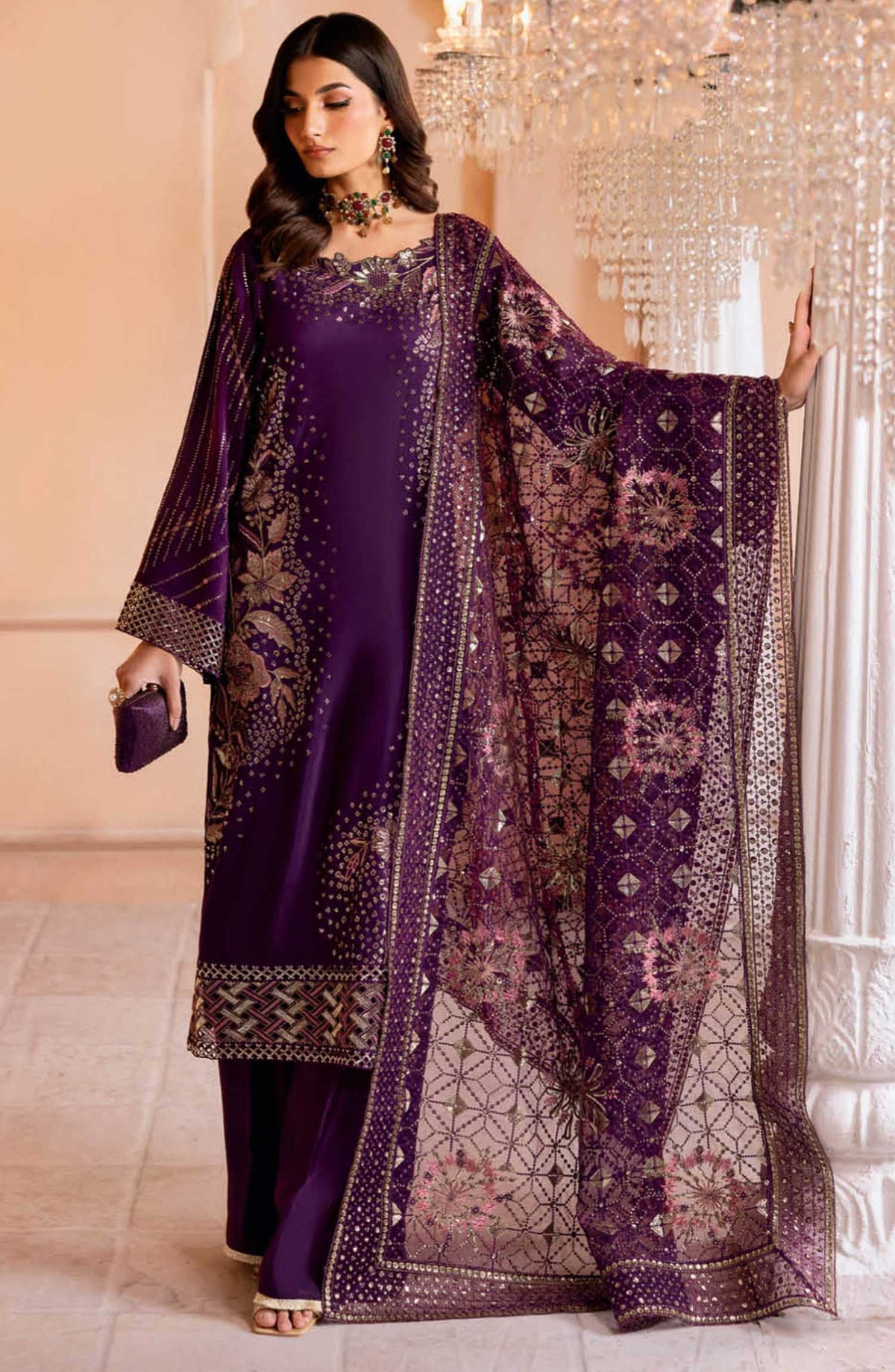 Shehnai by Ramsha Embroidered Raw Silk Unstitched 3 Piece - SS 104 - R25SR - Festive Collection