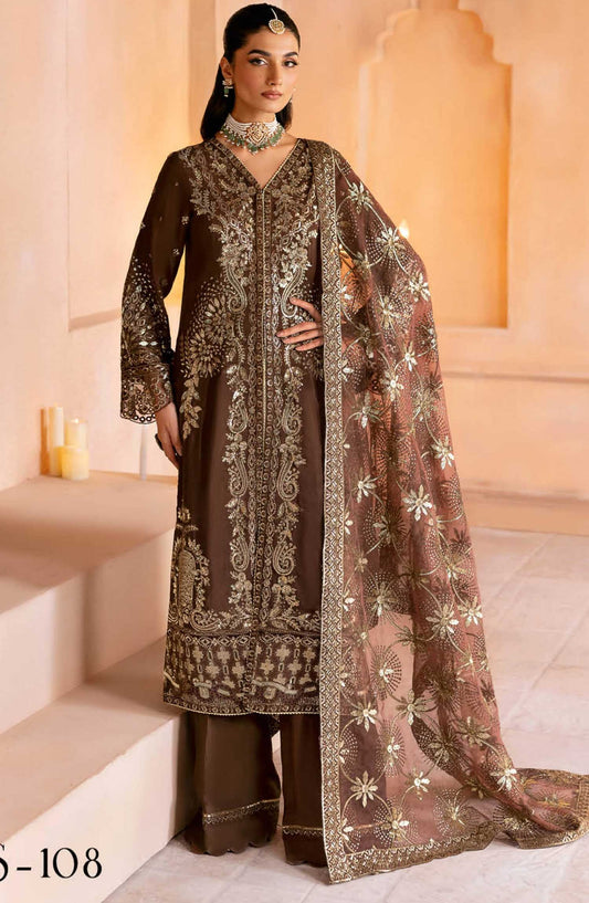 Shehnai by Ramsha Embroidered Raw Silk Unstitched 3 Piece - SS 108 - R25SR - Festive Collection
