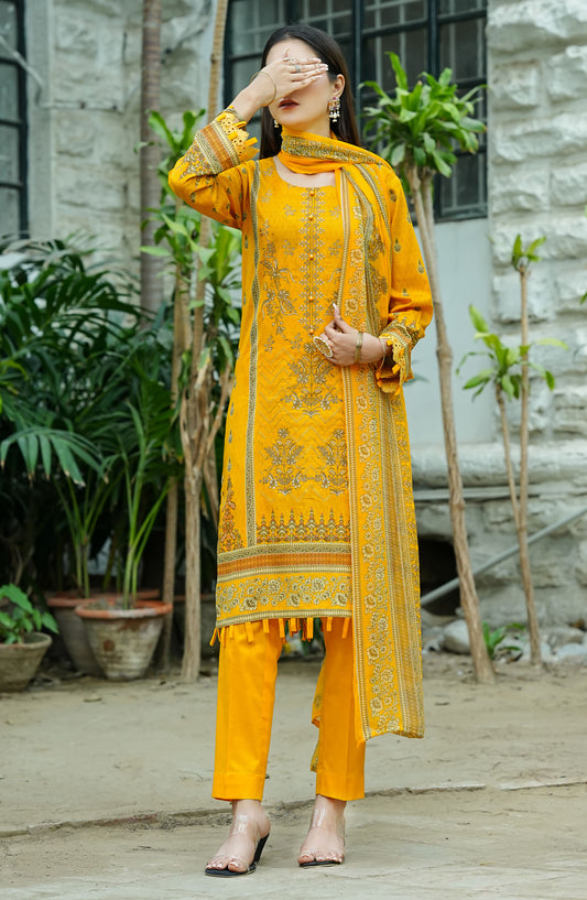 Soirees by Maryum Maniya Embroidered Lawn Unstitched 3 Piece Suit - SS-61 - MM25SS7 - Mustard - summer Collection