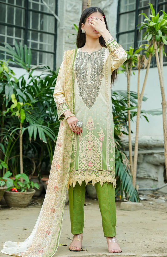 Soirees by Maryum Maniya Embroidered Lawn Unstitched 3 Piece Suit - SS-62 - MM25SS7 - Green - summer Collection