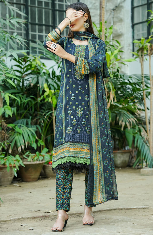 Soirees by Maryum Maniya Embroidered Lawn Unstitched 3 Piece Suit - SS-63 - MM25SS7 - Blue - summer Collection