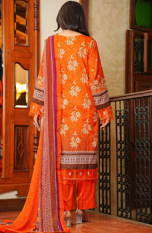Maryum Maniya Embroidered Lawn Unstitched 3 Piece Suit SS-32 MM25SS Orange - Summer Collection