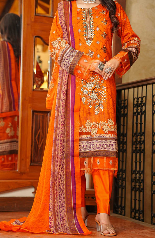 Maryum Maniya Embroidered Lawn Unstitched 3 Piece Suit SS-32 MM25SS Orange - Summer Collection