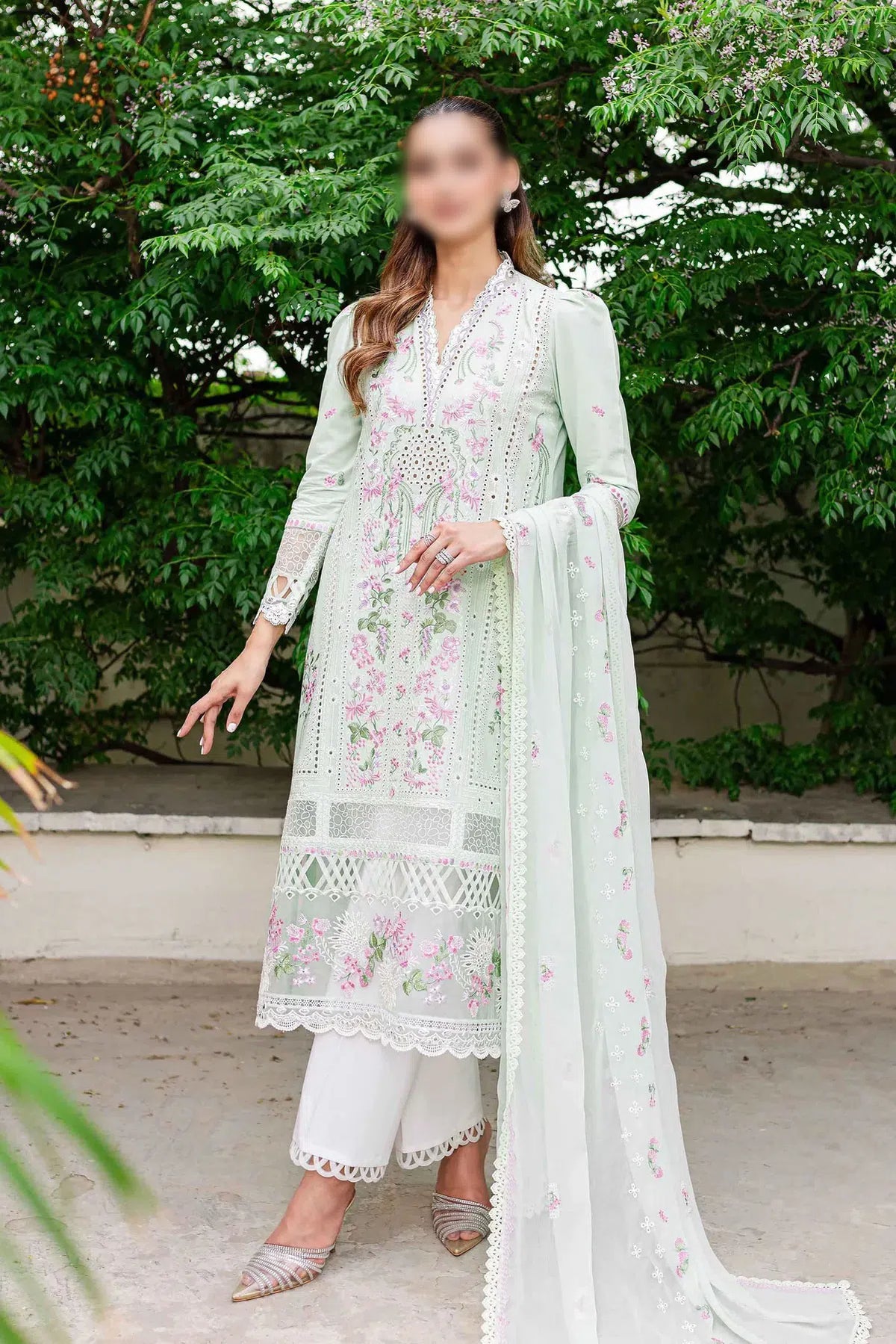 Sable Shiree Unstitched Collection 2024 - SSC-01-24 Mint Garden