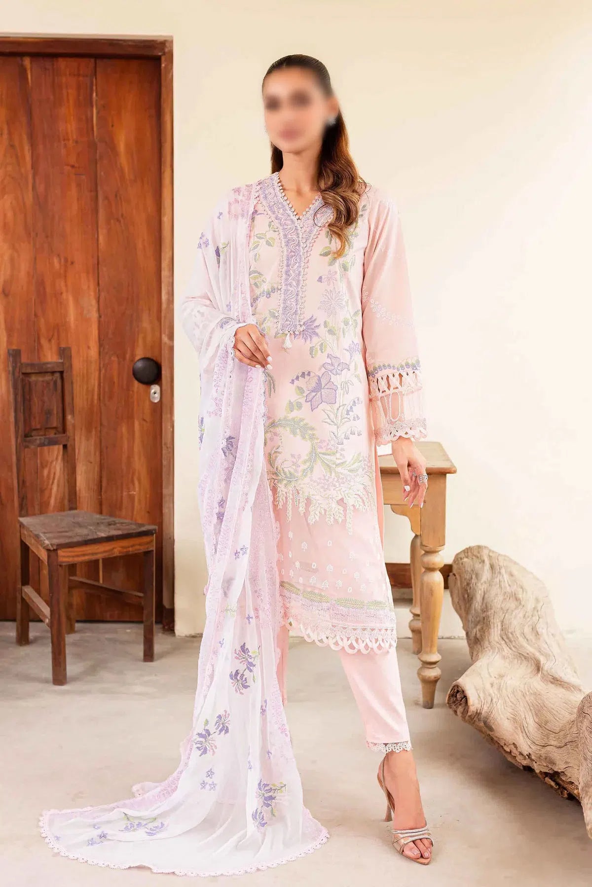 Sable Shiree Unstitched Collection 2024 - SSC-02-24 Rose Garden