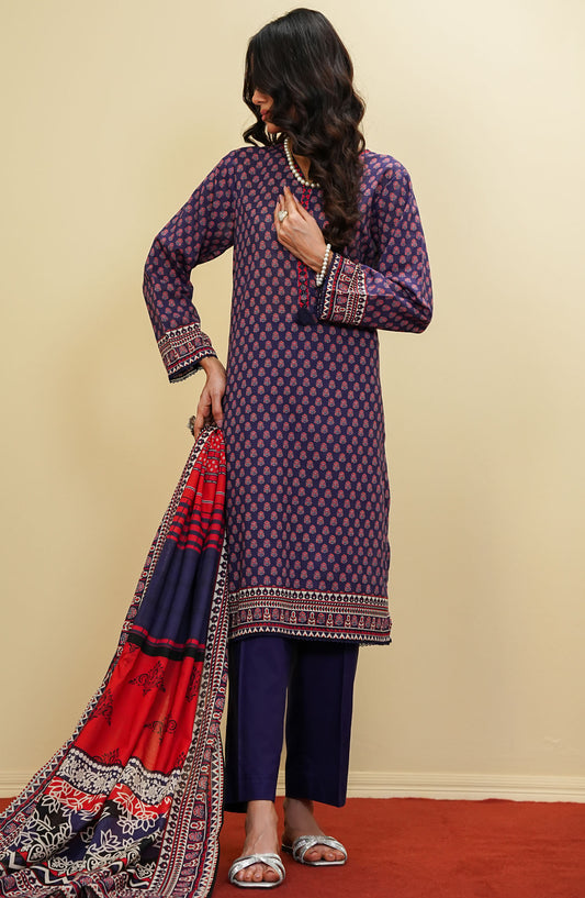 Satori by Amna Khadija Printed Lawn Stitched 3 Piece Suit - SSRP-03 - AM25SSRP - Purple - Summer Collection