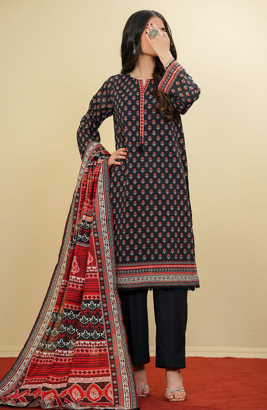 Satori by Amna Khadija Printed Lawn Stitched 3 Piece Suit - SSRP-05 - AM25SSRP - Black - Summer Collection