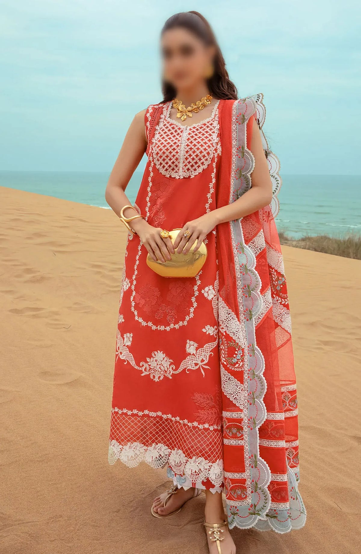 Saira Shakira Lawn 2024 by Crimson - Stars of Fire - Fiesta Coral