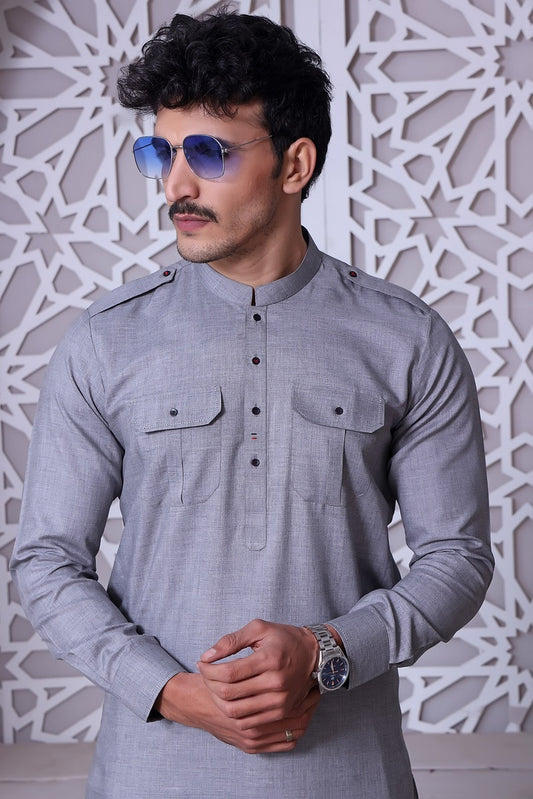 Steel Grey D 19 TGM Kameez Shalwar Suit Eid Collection