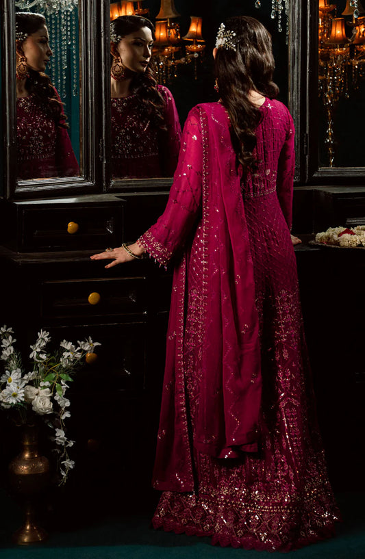 Elara by Shamooz Embroidered Chiffon Unstitched 3 Piece Suit - SU-0121 Maya - SMZ25EF - Magenta - Festive Collection