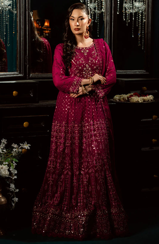 Elara by Shamooz Embroidered Chiffon Unstitched 3 Piece Suit - SU-0121 Maya - SMZ25EF - Magenta - Festive Collection