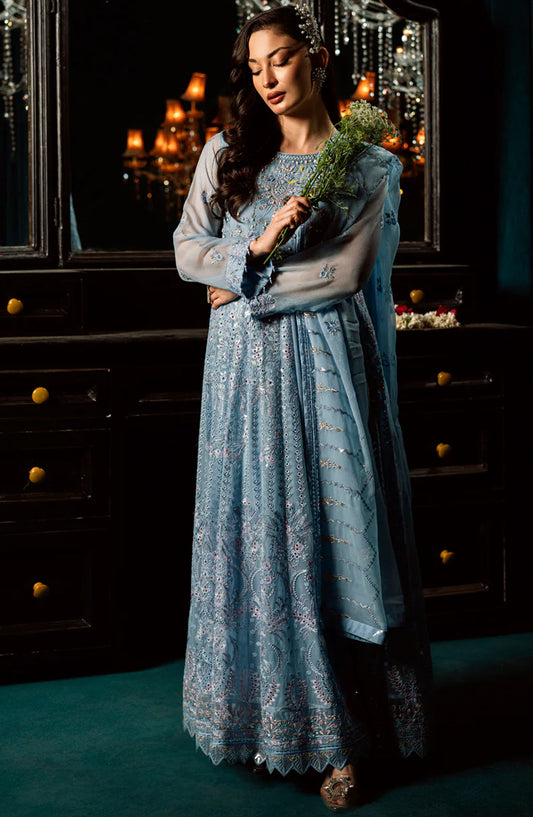 Elara by Shamooz Embroidered Chiffon Unstitched 3 Piece Suit - SU-0123 Sawaan - SMZ25EF - Blue - Festive Collection