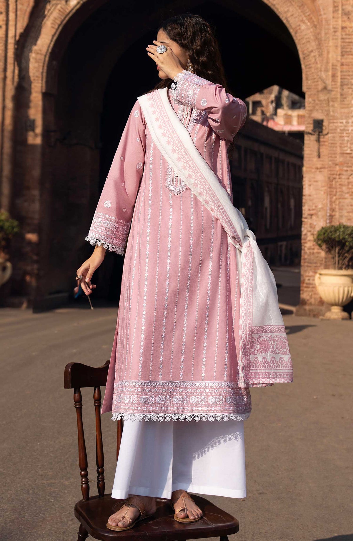 Bazaar by Casual Lite Embroidered Cotton Lawn Stitched 3 Piece Suit - Subtle Pink - CL25BS - Summer Collection